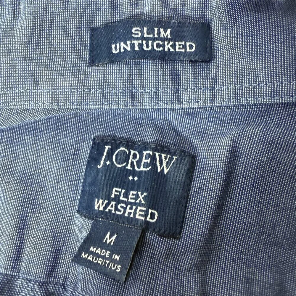 J Crew Slim Untucked Long Sleeve Button Down Denim Blue Size Medium